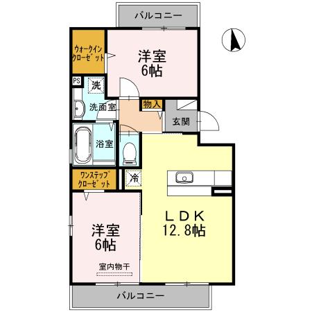プリマベーラエスダブリュ-(2LDK/3階)の間取り写真