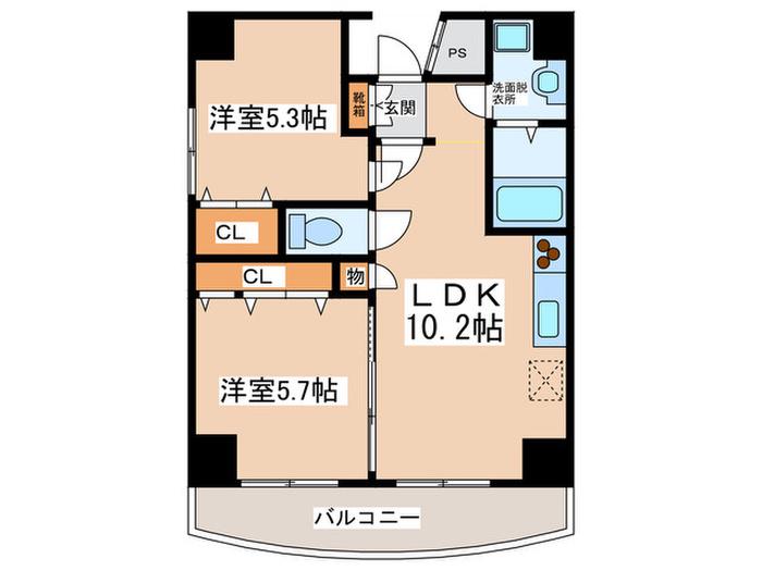 リバーサイド日本橋(2LDK/4階)の間取り写真