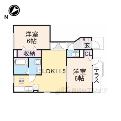 サンセールⅠ(2LDK/1階)の間取り写真