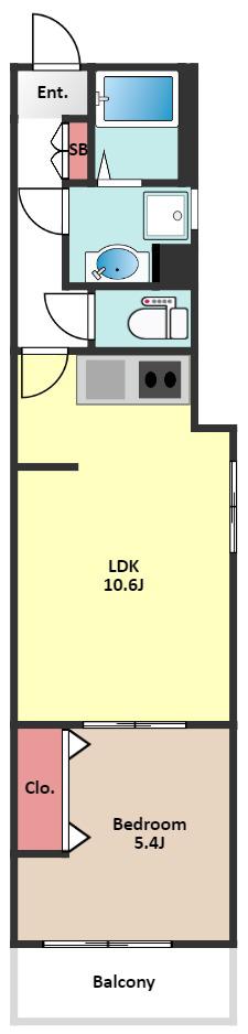HEBEL MAISON 四谷B(1LDK/4階)の間取り写真