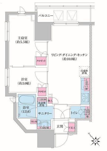 レジディア荻窪III(2LDK/11階)の間取り写真