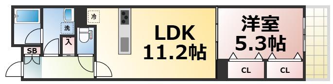 アーク緑橋(1LDK/2階)の間取り写真