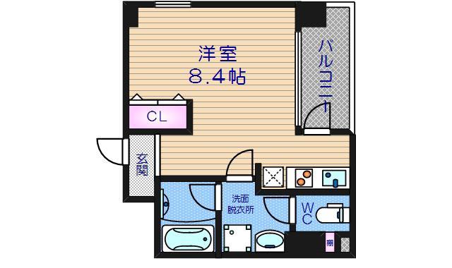 ラシーヌ阿倍野(ワンルーム/5階)の間取り写真