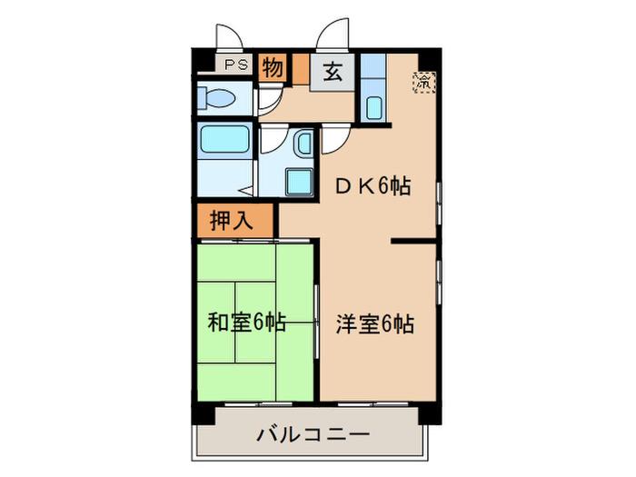 フレグランス古城(2DK/3階)の間取り写真