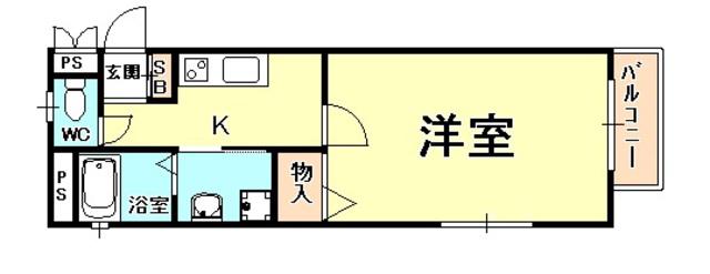 フルール岡本(1K/2階)の間取り写真
