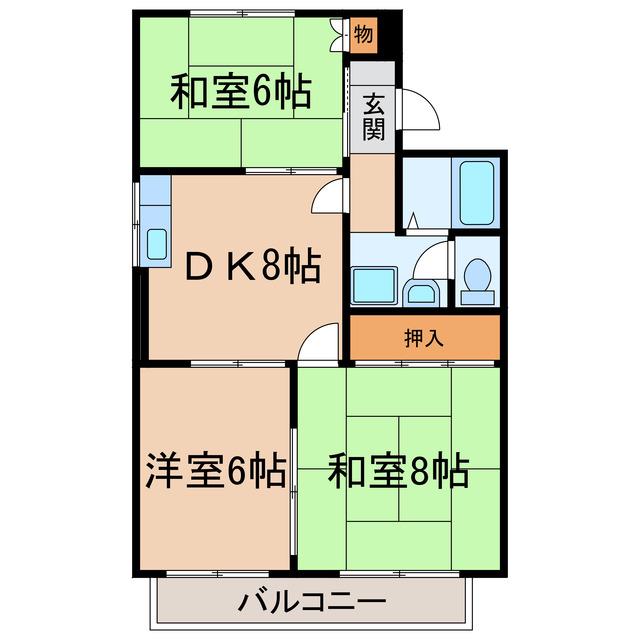 シティパレスまつうら(3DK/1階)の間取り写真