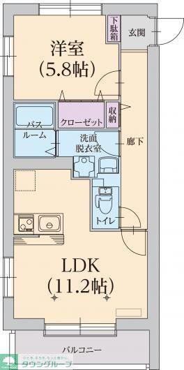 フクルーエ平成高田(1LDK/3階)の間取り写真