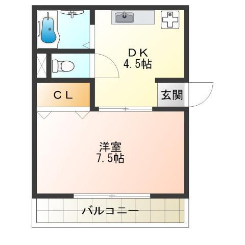 ピロスカーホオトワ(1DK/4階)の間取り写真