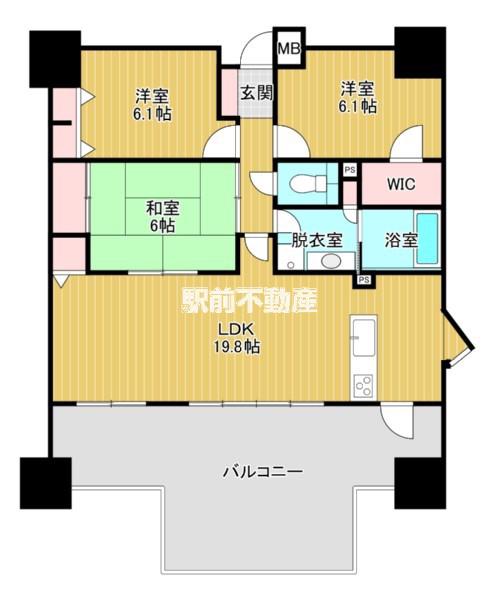 グランドルー緑ヶ丘フォレスタ(3LDK/3階)の間取り写真