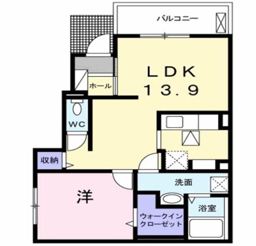 ビレッジ桜(1LDK/1階)の間取り写真