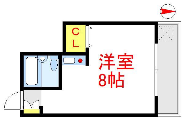 Kハイム(1K/4階)の間取り写真