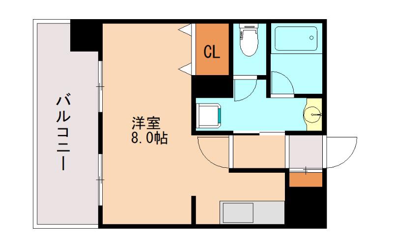 アソシアグロッツォ日赤通(1K/4階)の間取り写真