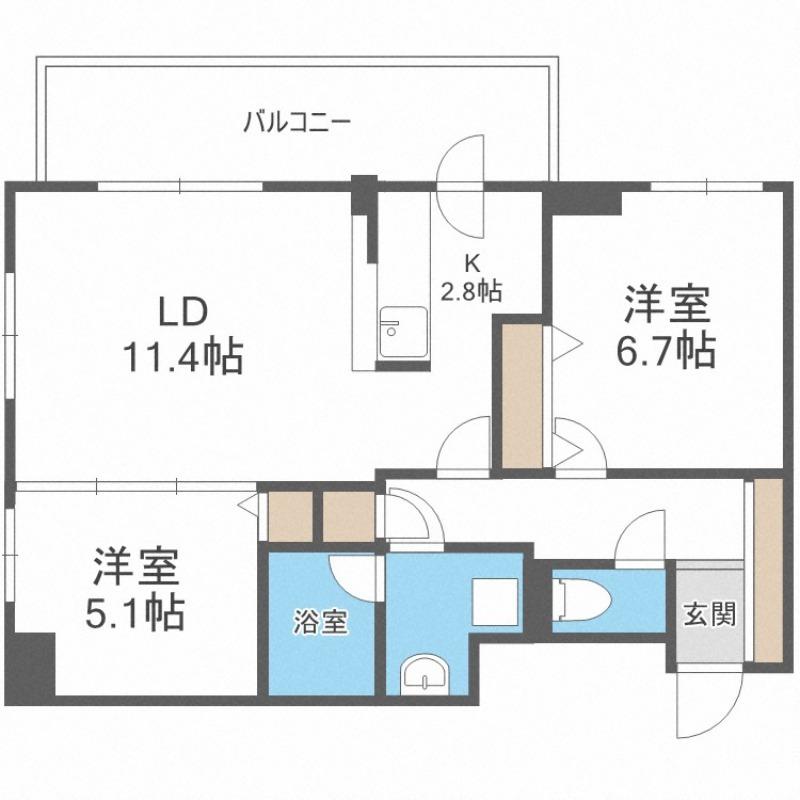レジディア円山北5条(2LDK/7階)の間取り写真