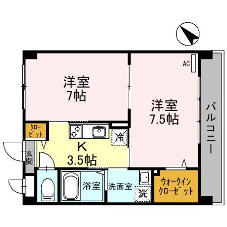 プラム・サン(2K/3階)の間取り写真
