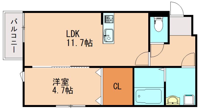 セレーナ飯塚III(1LDK/1階)の間取り写真