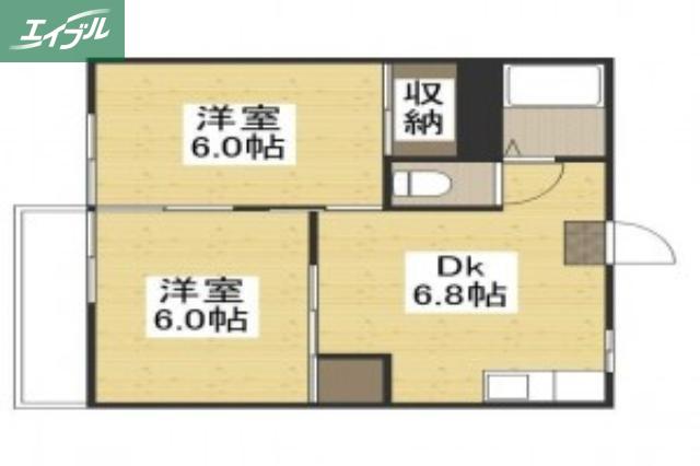 フォーブル望月A(2DK/2階)の間取り写真