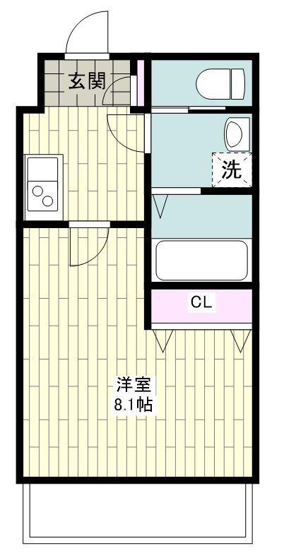 ウィステリア中町(1K/2階)の間取り写真