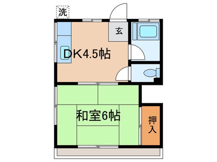 根岸ハウス(1DK/1階)の間取り写真