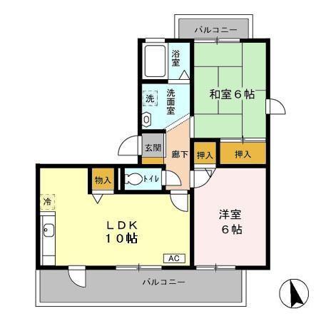 トリニシティ壱番館(2LDK/1階)の間取り写真