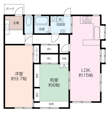 京急逗子線 逗子・葉山駅 バス乗車時間：9分 最寄りバス停で下車 徒歩5分 2階建 築36年(2LDK/1階)の間取り写真