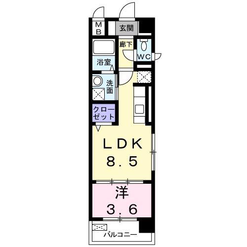 フレグランス(1LDK/1階)の間取り写真