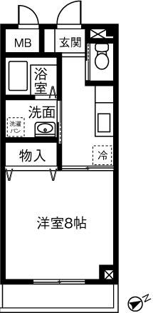 フォアサイトYUKI(1K/1階)の間取り写真