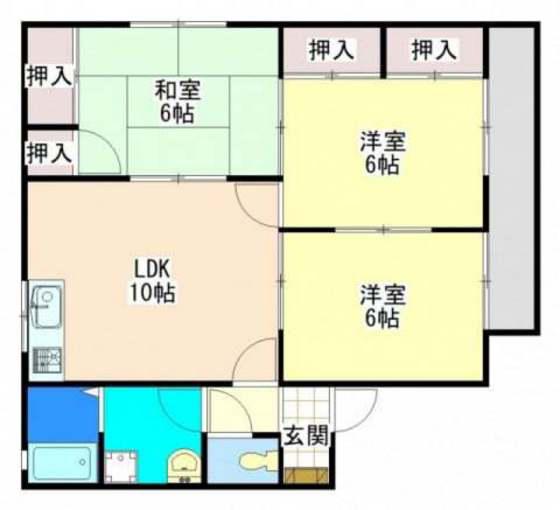 ファミオール新宮B棟(3LDK/1階)の間取り写真
