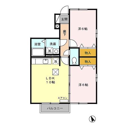 コアロード(2LDK/1階)の間取り写真