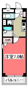 レジデンスHIRO(1K/3階)の間取り写真