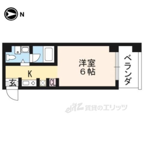 グローバル京都ビル(1K/1階)の間取り写真