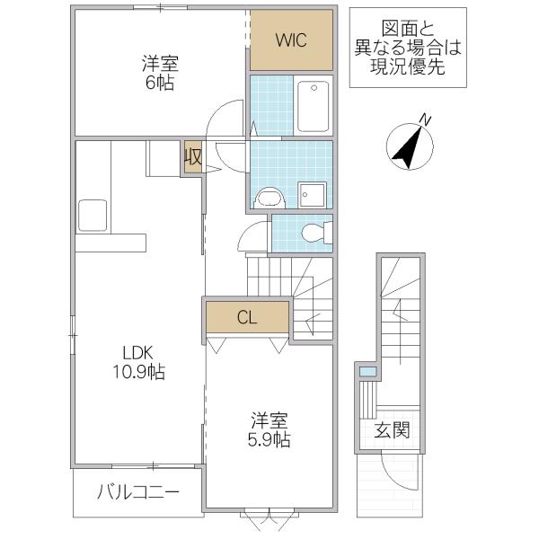 サン・ジュ・ライズ(2LDK/2階)の間取り写真