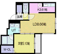 BRESCIA(1LDK/2階)の間取り写真
