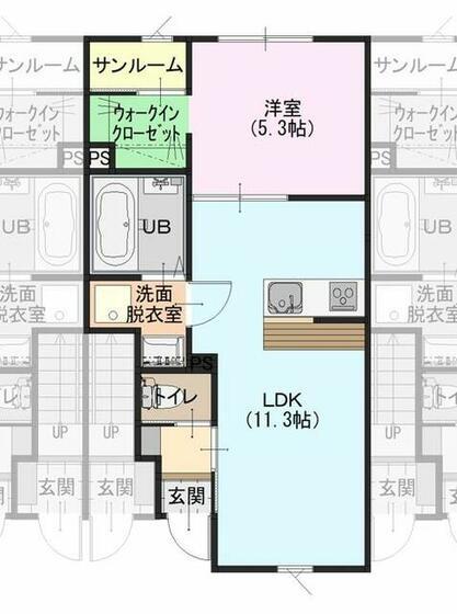 スクエアガーデンII(1LDK/1階)の間取り写真