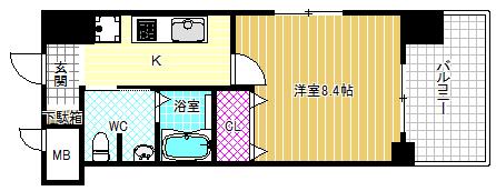 グランカーサ梅田北(1K/12階)の間取り写真