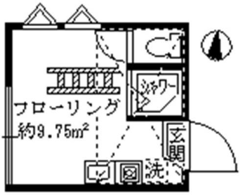 フェリスエレナ(ワンルーム/2階)の間取り写真