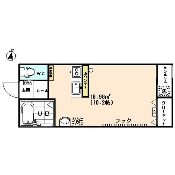 NSコーポ新片町(ワンルーム/1階)の間取り写真