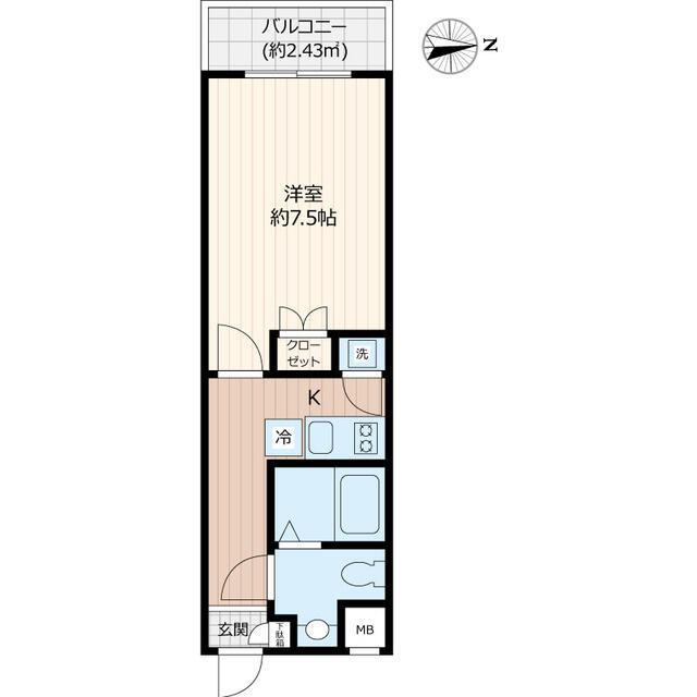 BEVERLY HOMES 下赤塚(1K/4階)の間取り写真