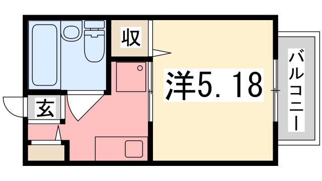 インタービレッジ八代(1K/2階)の間取り写真