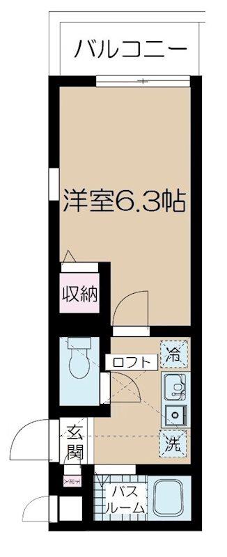 アザーレ西横浜D棟(1K/2階)の間取り写真