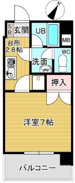 天神南ロイヤルハイツ(1K/6階)の間取り写真