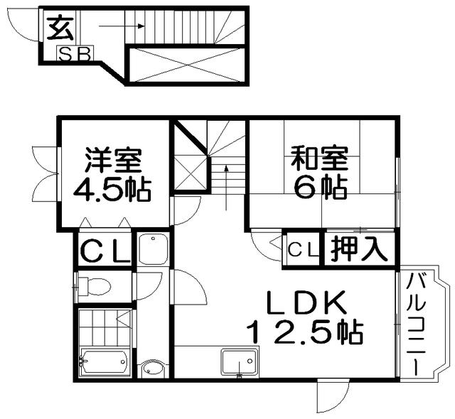 ハイツシャルマン(2LDK/2階)の間取り写真