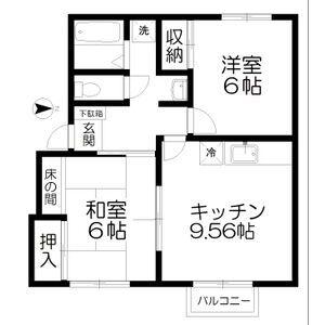 ツインコート広瀬 A棟(2LDK/2階)の間取り写真