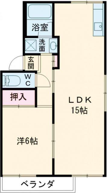アーバンライフ岡田(1LDK/2階)の間取り写真