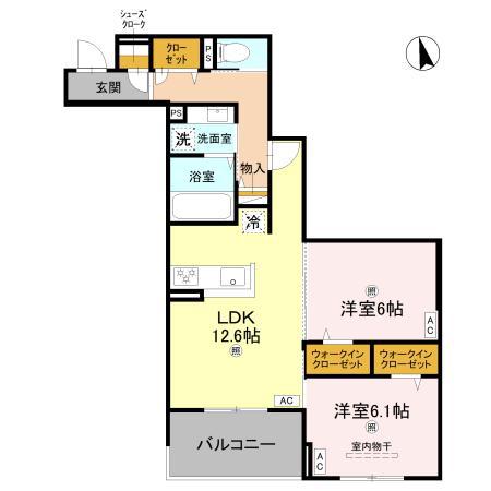NIGAWA RESIDENCEII(2LDK/3階)の間取り写真