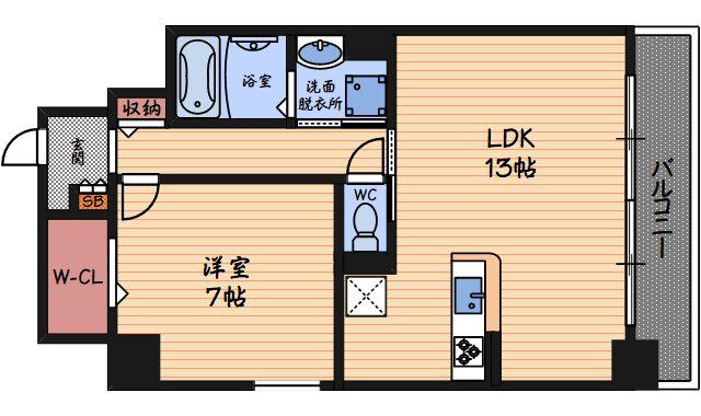 トモドール北梅田(1LDK/7階)の間取り写真