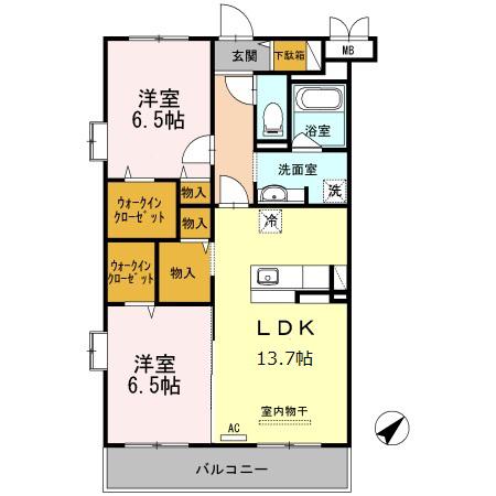 カーサ・フェリーチェ(2LDK/3階)の間取り写真