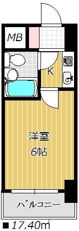 カスタリア船橋(1K/6階)の間取り写真