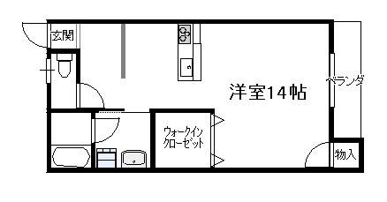 第1ピノキオコーポ 西棟(ワンルーム/2階)の間取り写真