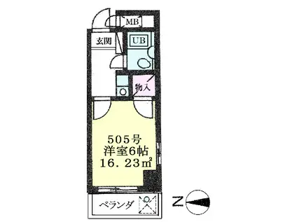 TISマンション堀之内(1K/5階)の間取り写真