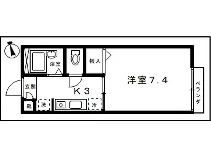 クロスロード(1K/1階)の間取り写真